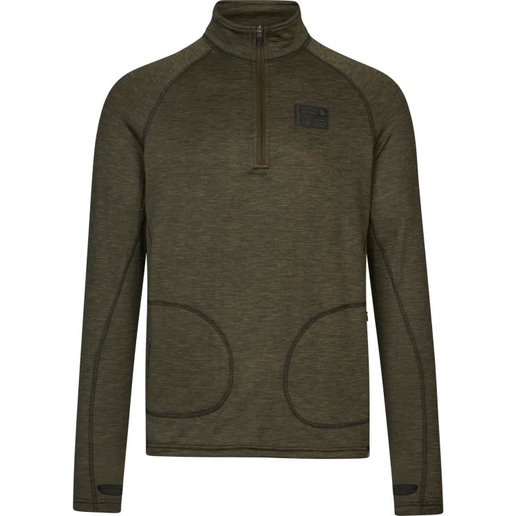 Koszulka-Meska-Seeland-Peak-Half-Zip-Pin- green-melange