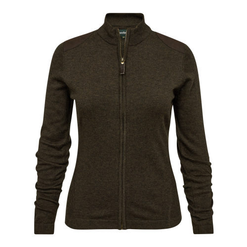 sweter-damski-z-welny-merino-dla-diany-rozpinany-brazowy-na-polowanie